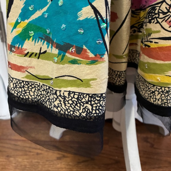 Vintage Funky People Aztec Mayan Ruins Volcano Print Midi Skirt - Picture 3 of 7